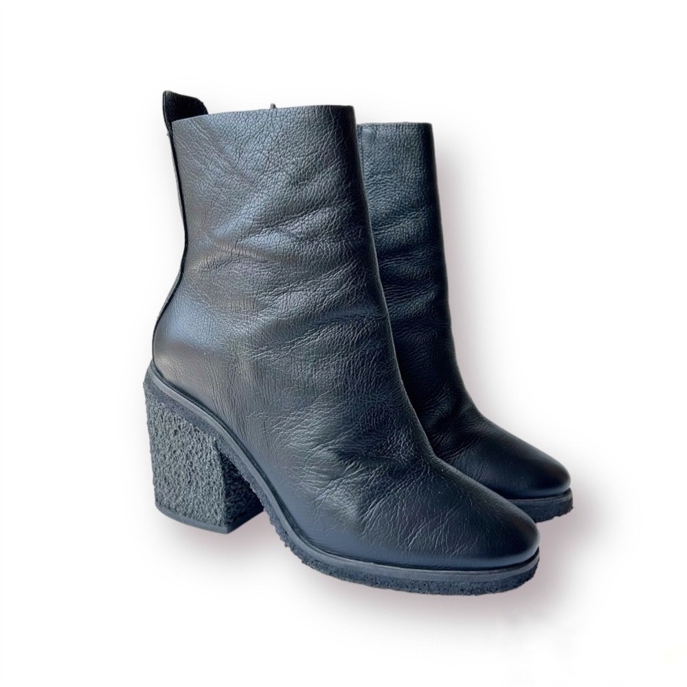 WAL & PAI Briggs Black Leather Mid Calf Boots Women’s EU Size 38